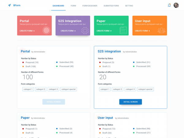 BForm Dashboard form survey