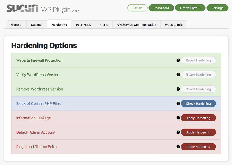 Sucuri Security Plugin Hardening