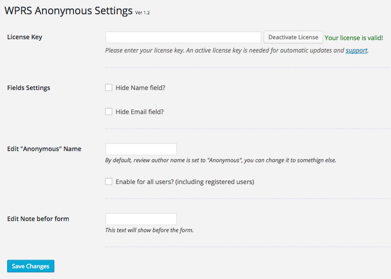 WP Rich Snippets Anonymous Reviews