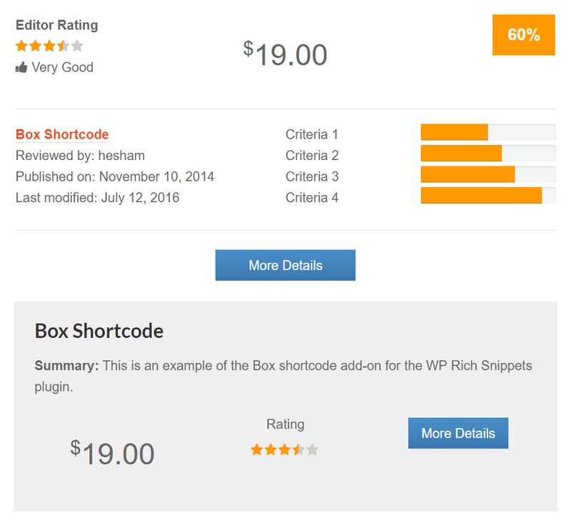 WP Rich Snippets Box Shortcode