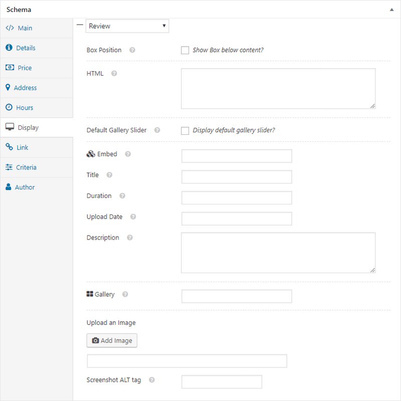 WP Rich Snippets Schema Display Tab