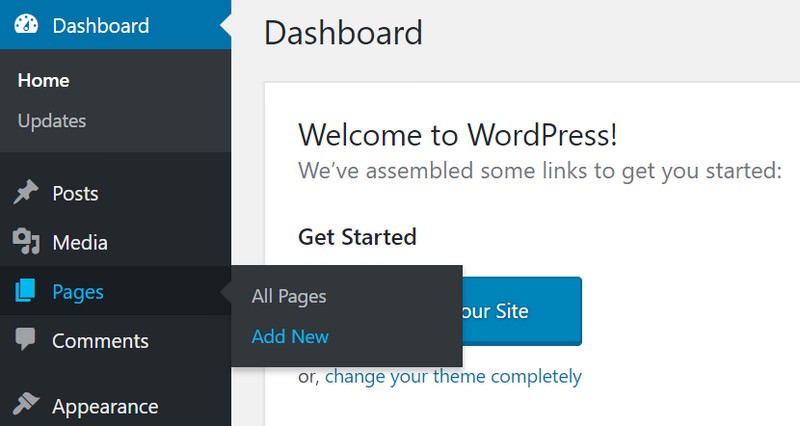 WordPress Create a New Page