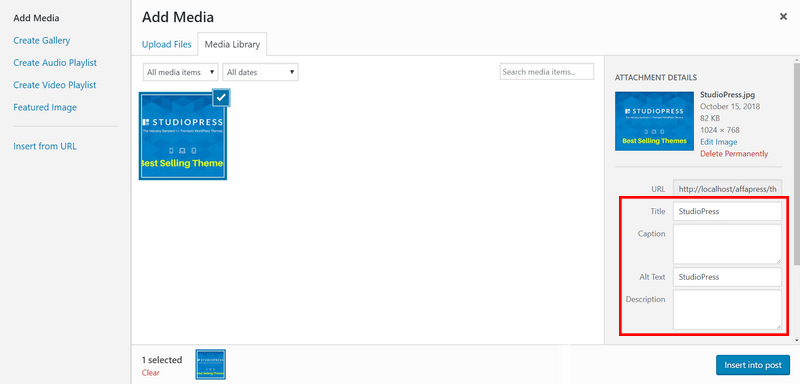 WordPress Image Uploader Description