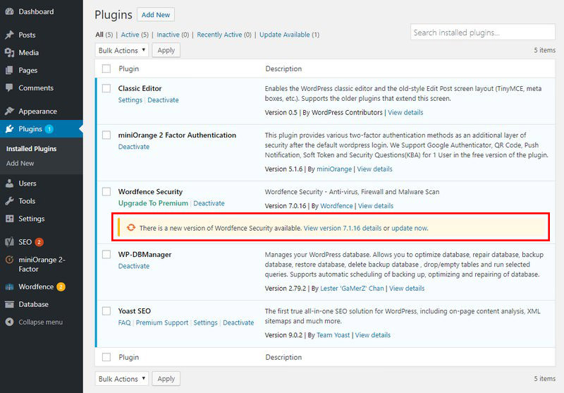 WordPress Plugins Updates