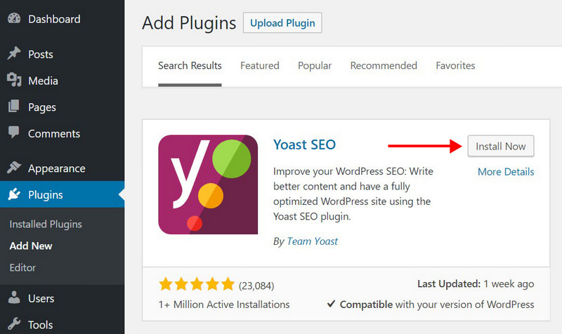 WordPress Yoast SEO Plugin Installing