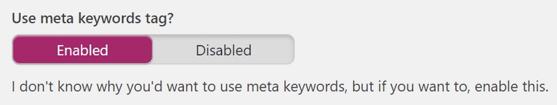 Yoast SEO Settings Keywords Tag